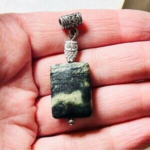 Moss‎ Agate Crystal Owl Necklace